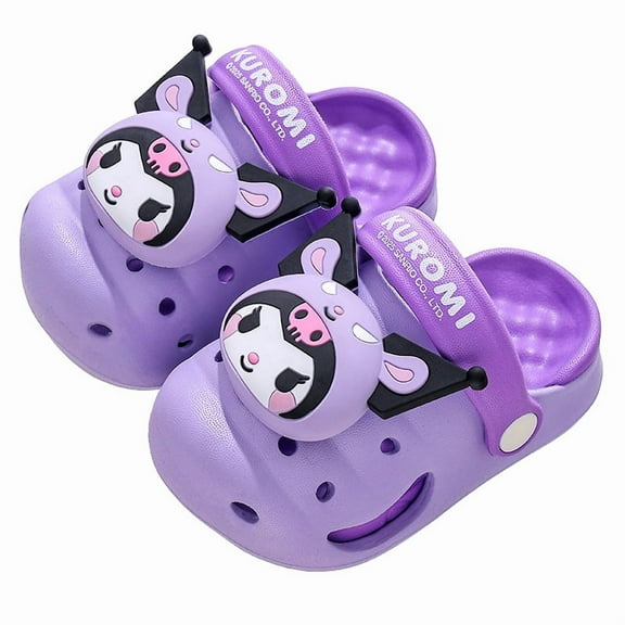 Toddler Little Kids Kuromi Clogs Slippers Sandals, Non-Slip Girls Boys Clogs Slide Lightweight Garden Shoes Slip-on Beach Pool Shower Slippers