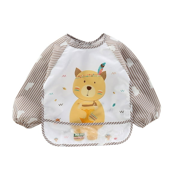 Baby Bibs Long Soft Baby for Girls and Boys Long Sleeve Cartoon Bibs Baby Care Baby Clothes E