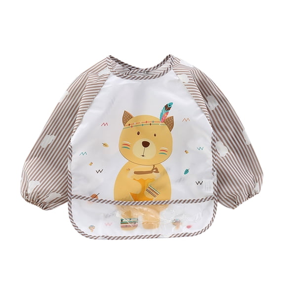 Toddler Long Sleeve Baby Bibs Waterproof Sleeved Bib Soft Cartoon for Girls Boys Big And Tall Bib Baby Eating Bib Baby Boy Bibs Feeding Baby Apron Baby Drooling Bibs for Girls Long Sleeve Bib Farm