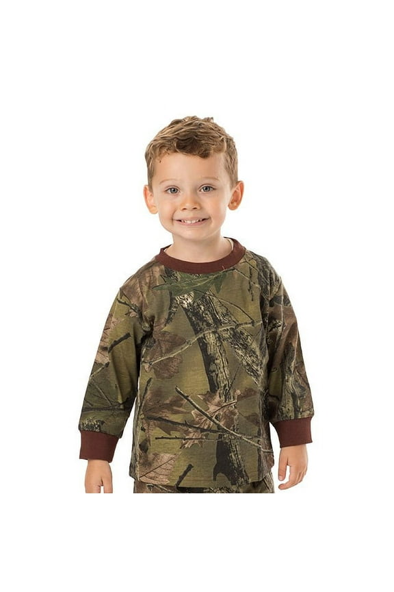 Toddler Long Sleeve Camouflage Cotton Blend T-Shirt, Hunting Camping Basic Tee, 3T