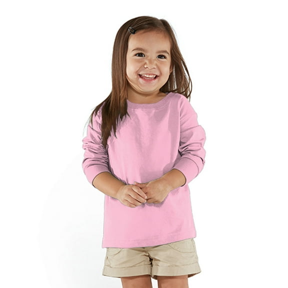 Toddler Long-Sleeve Fine Jersey T-Shirt - PINK - 3T