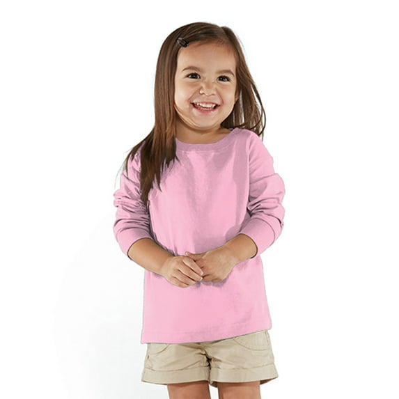 Toddler Long-Sleeve Fine Jersey T-Shirt - PINK - 3T