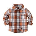 thumbnail image 1 of Toddler Long Sleeve Plaid Jacket Kids Boys Girls Casual Thick Button Down Shirt Fall Winter Coat for Kids 6M-5Y Brown, 1 of 8