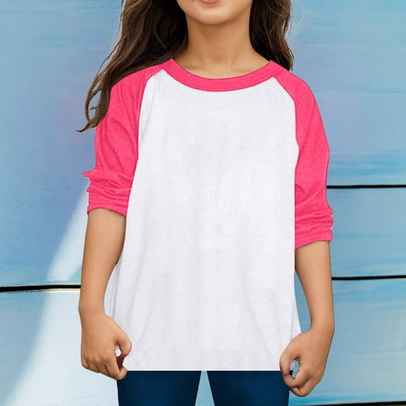 Toddler Long Sleeve Shirt Girls Tee Shirts Crewneck Girls Blouse Crew Neck Print Toddler Fall Sweatshirt for Toddler 4-5 Years