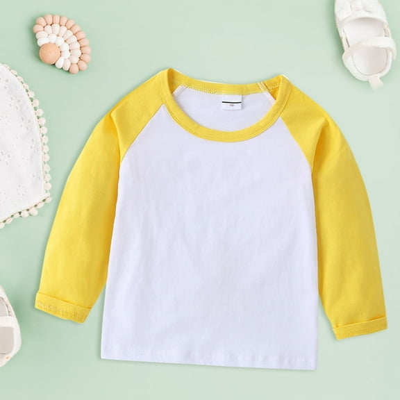 Toddler Long Sleeve T-Shirts Classic Plain Colored Girls Comfy Long Tee Girls Under Shirts for Little Ones 6-7 Years