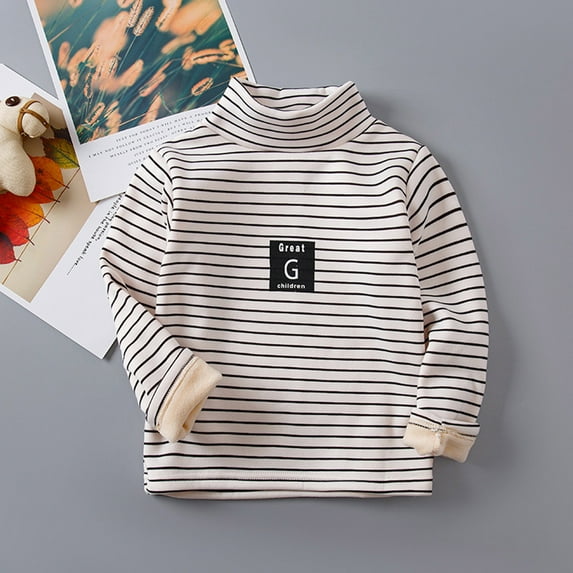 Kids Thermal Shirts Long Sleeve Toddler Basic Tee Casual Tees Shirt Tops Kids Collar Print Toddler Fall Sweatshirt for Boys Girls Size 3-4 Years