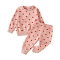 thumbnail image 1 of Toddler Long Sleeved Round Neck Pullover Heart Print Sweater Set Comfortable Home Wear Spring And Autumn Outdoor Sportswear, 1 of 9