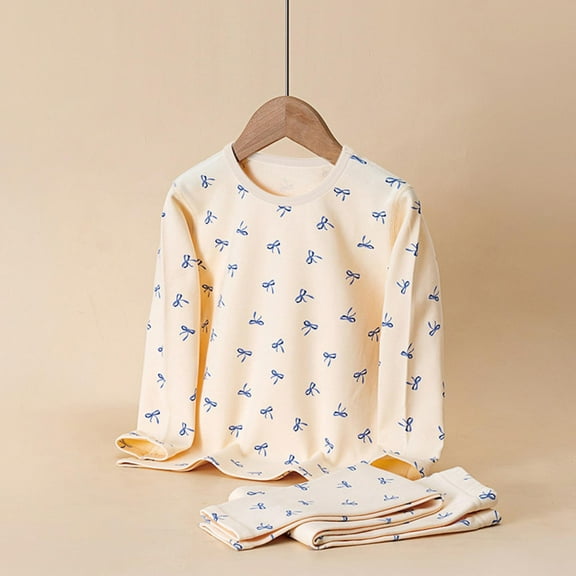 Toddler Long Underwear Set Boys Girls Fashion Casual Lounge Long Sleeve Crew Neck Snug Soft fit Ribbed Cute Matching Base Layer Set for Daily Life Style