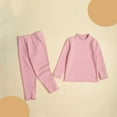 thumbnail image 1 of Toddler Long Underwear Set Winter 2 Piece Lounge Comfatable Thermal Long Sleeve Warm Fleece Lined Athletic Base Layer Tops Legging Pant Set for Boys Girls, 1 of 4