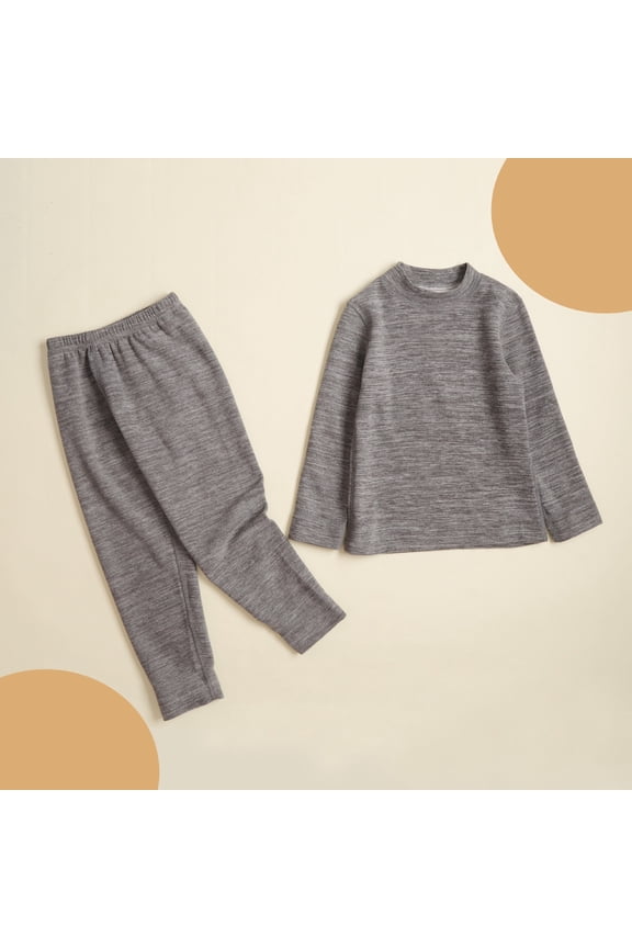 Toddler Long Underwear Set Winter 2 Piece Lounge Comfatable Thermal Long Sleeve Warm Fleece Lined Athletic Base Layer Tops Legging Pant Set for Boys Girls