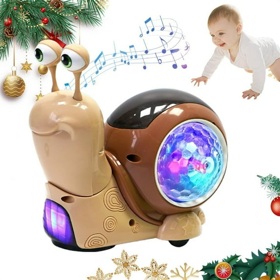 Toddler Luminous Snail Toy, 2025 New Electric Snail Toy Tummy Time Crawling Snail Toys Musical Toys with Light-up Music, Baby Crawling Snail Toys Interactive Sensory Toy Christmas Birthday Gift