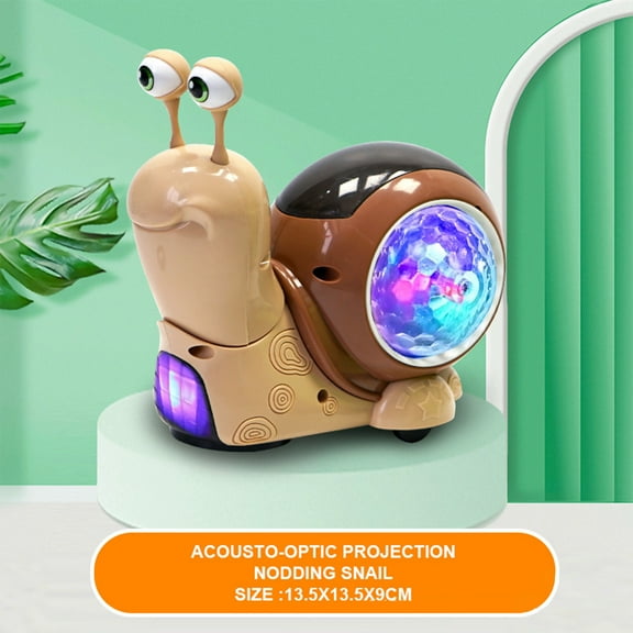 Toddler Luminous Snail Toy,Snail Toy Crawling Snail Toys Musical Toys with Light-up Music,Musical Crawling Snail Toys Interactive Sensory Toy for Home (Brown)