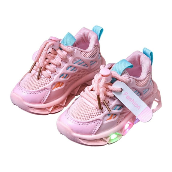 Toddler Mesh Sneakers Light up Running Shoes for Kids Fashion Color Block Strappy Platform Tennis Shoes Lightweight Casual Workout Walking Shoes Red 10.5 Little Kid