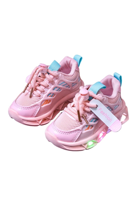 Toddler Mesh Sneakers Light up Running Shoes for Kids Fashion Color Block Strappy Platform Tennis Shoes Lightweight Casual Workout Walking Shoes Red 11 Little Kid