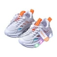 thumbnail image 1 of Toddler Mesh Sneakers Light up Running Shoes for Kids Fashion Color Block Strappy Platform Tennis Shoes Lightweight Casual Workout Walking Shoes White 11 Little Kid, 1 of 7