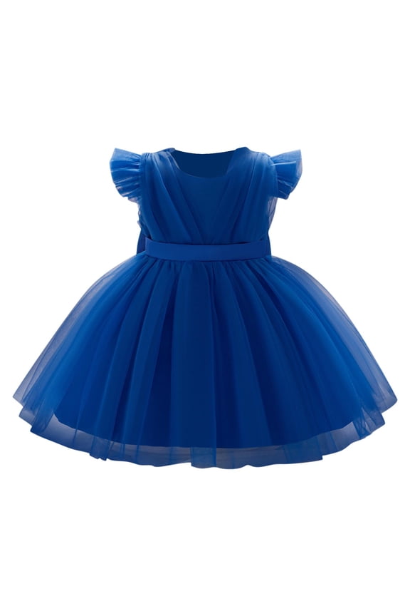 Toddler Mesh Tutu Dresses Ruffle Sleeve Multi-layer Tulle Flower Wedding Birthday Summer Baby Girls Dress 6M-3Y