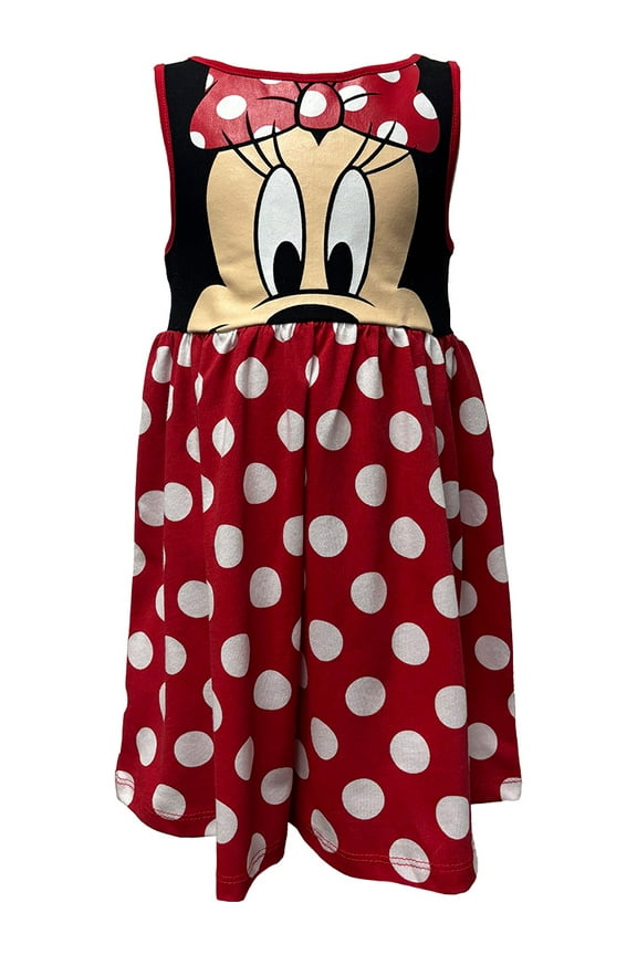 Toddler Minnie Face Dress, Red Polka Dot