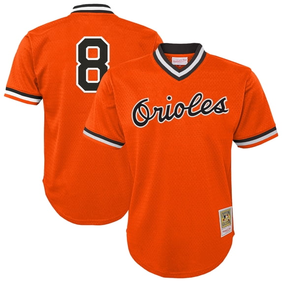 Toddler-Mitchell & Ness Cal Ripken Jr. Orange Baltimore Orioles Throwback Mesh Batting Practice Jersey