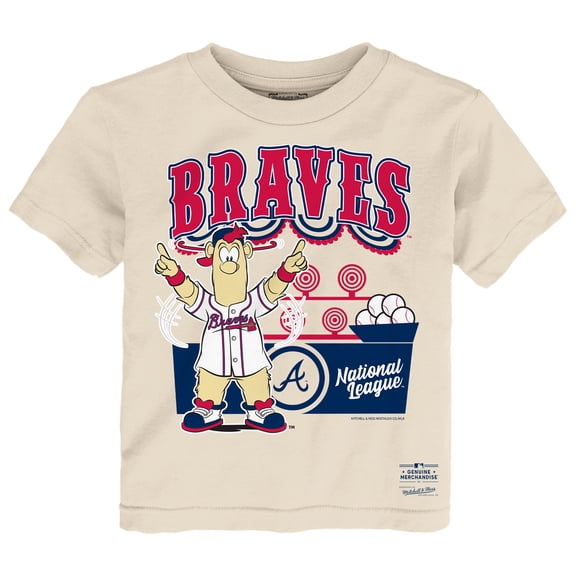 Toddler Mitchell & Ness Cream Atlanta Braves Step Back Up T-Shirt