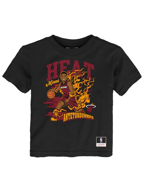 Toddler Mitchell & Ness Giannis Antetokounmpo Black Miami Heat Fired Up T-Shirt