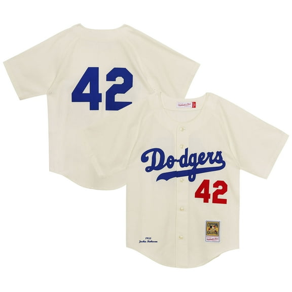 Toddler Mitchell & Ness Jackie Robinson Cream Brooklyn Dodgers 1955 Authentic Jersey