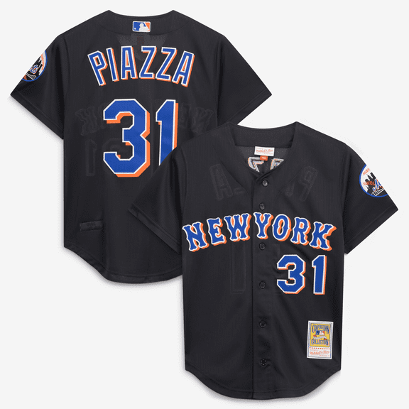 Toddler Mitchell & Ness Mike Piazza Black New York Mets Cooperstown Collection Mesh Batting Practice Jersey