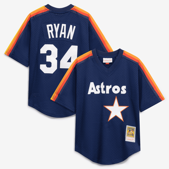 Toddler-Mitchell & Ness Nolan Ryan Navy Houston Astros Throwback Mesh Batting Practice Jersey