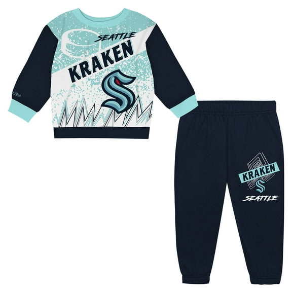 Toddler Mitchell & Ness Seattle Kraken Two-Piece Oversized Block Buster Fleece Sweatshirt & Pants SetSet