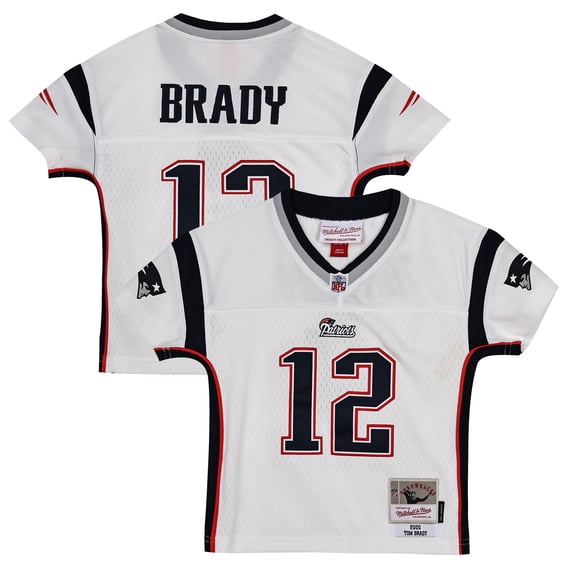 Toddler Mitchell & Ness Tom Brady White New England Patriots 2000 Legacy Replica Jersey