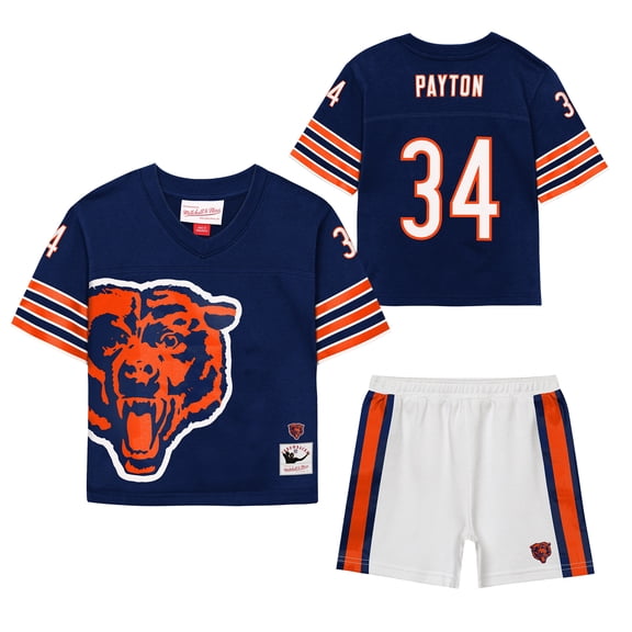Toddler Mitchell & Ness Walter Payton Navy Chicago Bears Playmaker Short Set