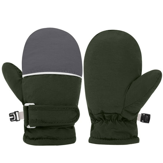 Toddler Mitten Winter Unisex Toddler Baby Ski Mittens Solid Color Warm Thermal Snow Gloves Soft Cold Weather Outdoor Play Handwear for Boys Girls Mittens for Girls Army Green 4 Years-10 Years
