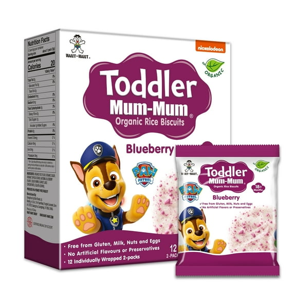 Toddler Mum-Mum Organic Blueerry Rice Biscuits , 1.76 Oz Box (6 Pack)