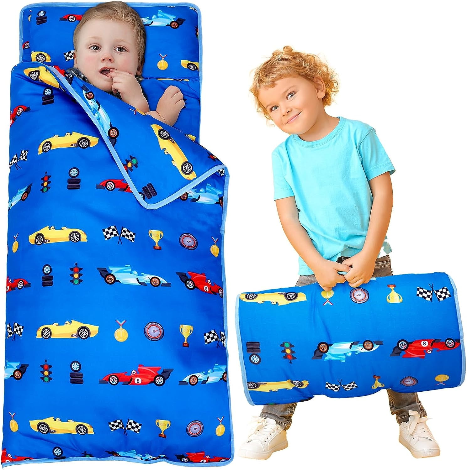 Toddler Nap Mat Kids Sleeping Mat with Removable Pillow Blanket Toddler