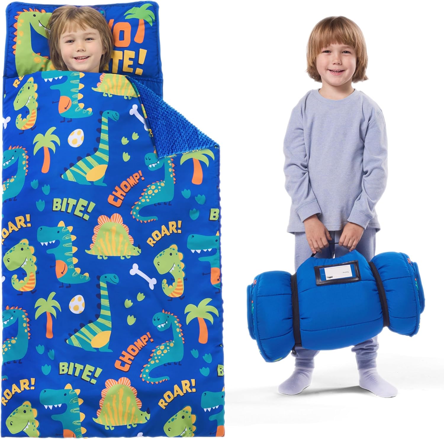 Toddler Nap Mat with Pillow & Blanket Roll Up Nap Mat for Preschool Soft Kids Sleeping Mat