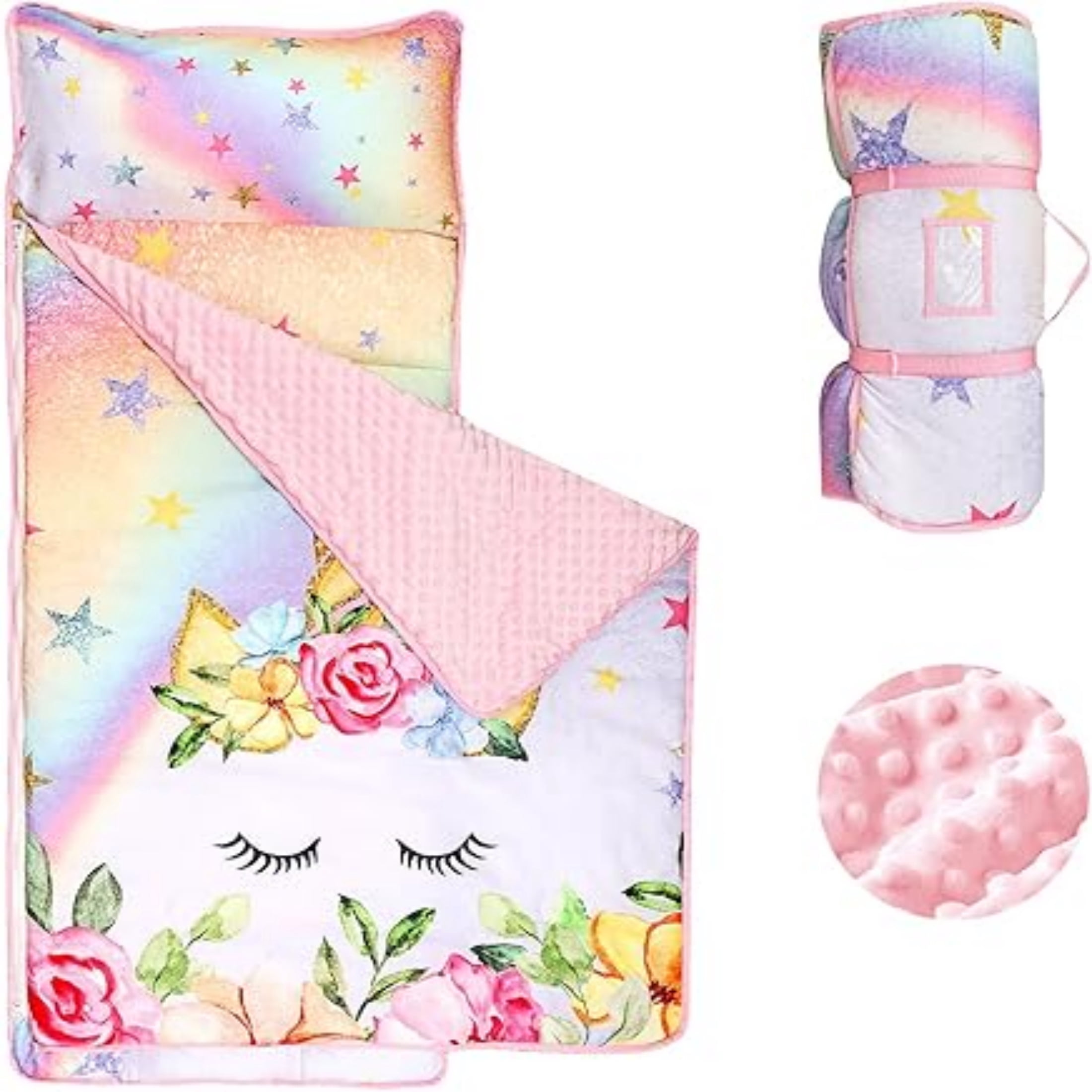 Removable Mat Toddler Nap Mat with Removable Pillow and Blanket, Soft Kids Napping ...