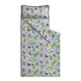 thumbnail image 1 of Toddler Nap Mat with Pillow and Blanket, 100% Cotton Fabric, for Kids Boys Girls in Daycare Kindergarten Preschool, Astro Dinosaur on Gray Grey, 1 of 6