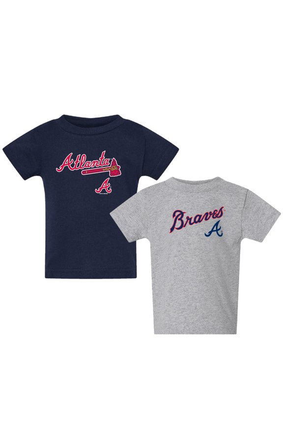 Toddler  Navy/Gray Atlanta Braves Logo 2-Pack T-Shirt Set