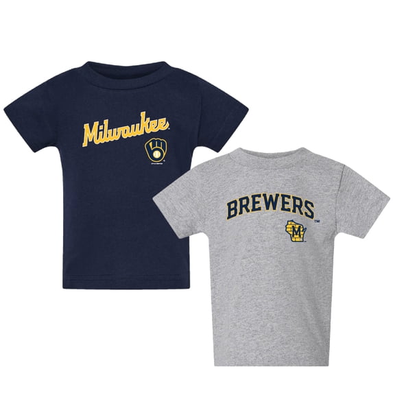 Toddler Navy/Gray Milwaukee Brewers Logo 2-Pack T-Shirt Set