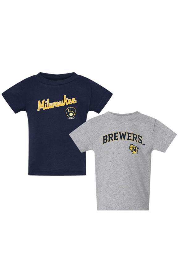 Toddler Navy/Gray Milwaukee Brewers Logo 2-Pack T-Shirt Set