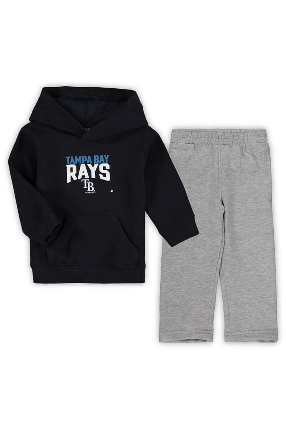 Toddler Navy/Heathered Gray Tampa Bay Rays Fan Flare Fleece Hoodie and Pants Set