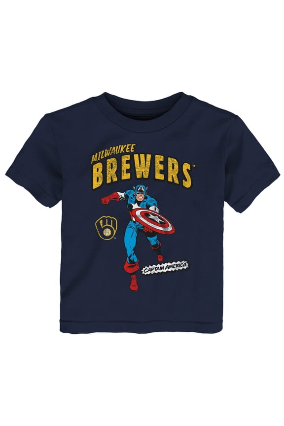 Toddler Navy Milwaukee Brewers Team Captain America Marvel T-Shirt