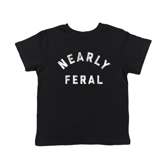Toddler Nearly Feral T Shirt Funny Untamed Wild Animal Joke Tee for Young Kids