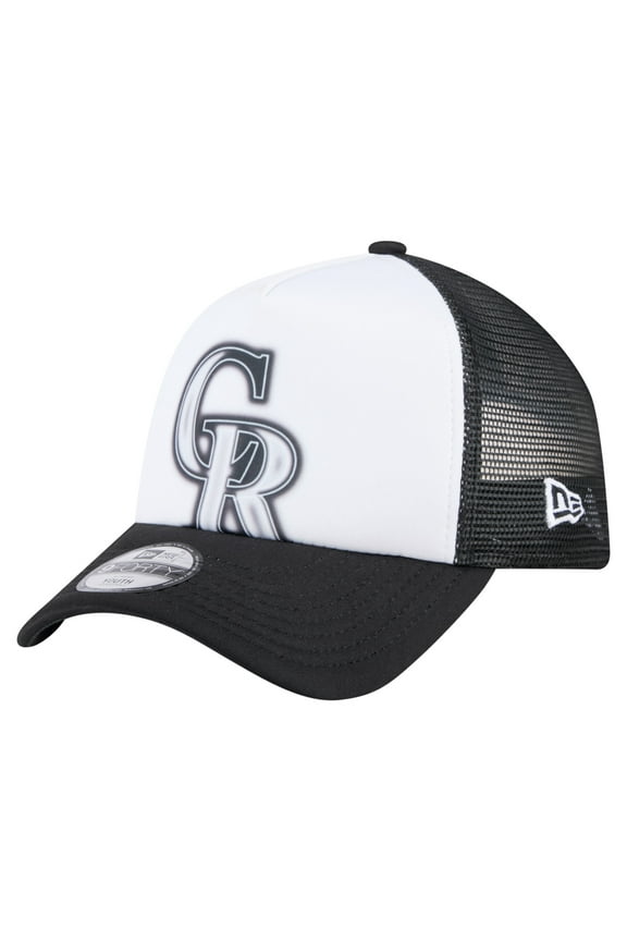 Toddler New Era White/Black Colorado Rockies Painted A-Frame 9FORTY Trucker Adjustable Hat