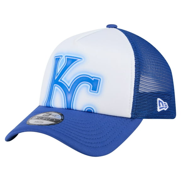 Toddler New Era White/Royal Kansas City Royals Painted A-Frame 9FORTY Trucker Adjustable Hat