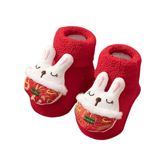 Toddler New Year Socks Plush Interior Warm Combed Cotton Winter Indoor Playwear For Boys Girls 0-3
