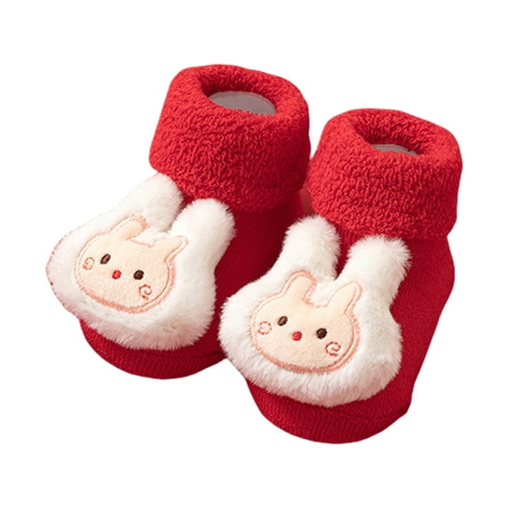 Toddler New Year Socks Plush Interior Warm Combed Cotton Winter Indoor Playwear For Boys Girls 0-3