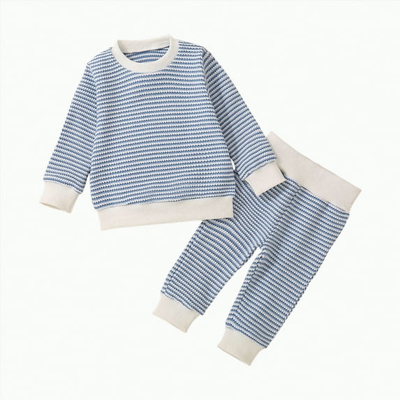 Toddler Baby Boy Outfit Little Boys Spring Fall Warm Long Sleeve Stretch Waistband 0 6 12 18 24 Months 2T 3T 4T Pullover Sweatshirt Top Pants Set 2Pcs