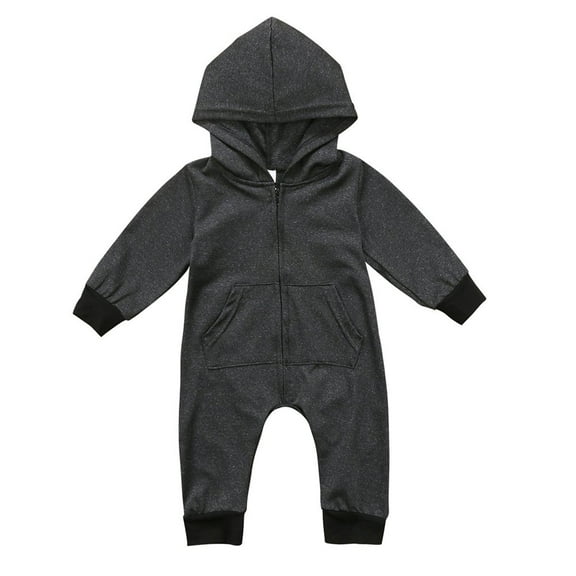 Toddler Newborn Baby Boy Romper Jumpsuit Cotton Long Sleeve Hooded Jumpsuit Fall Winter