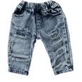 thumbnail image 1 of Toddler Newborn Baby Boys Girls Causal Elastic Waist Destroyed Ripped Jeans Pants , 1 of 6