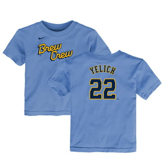 Toddler Nike Christian Yelich Powder Blue Milwaukee Brewers 2022 City Connect Name & Number T-Shirt Size: 2T